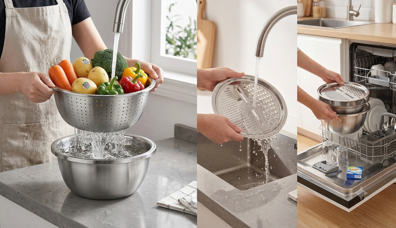 🥗 3-in-1 Stainless Steel Multi-Purpose Basin Set