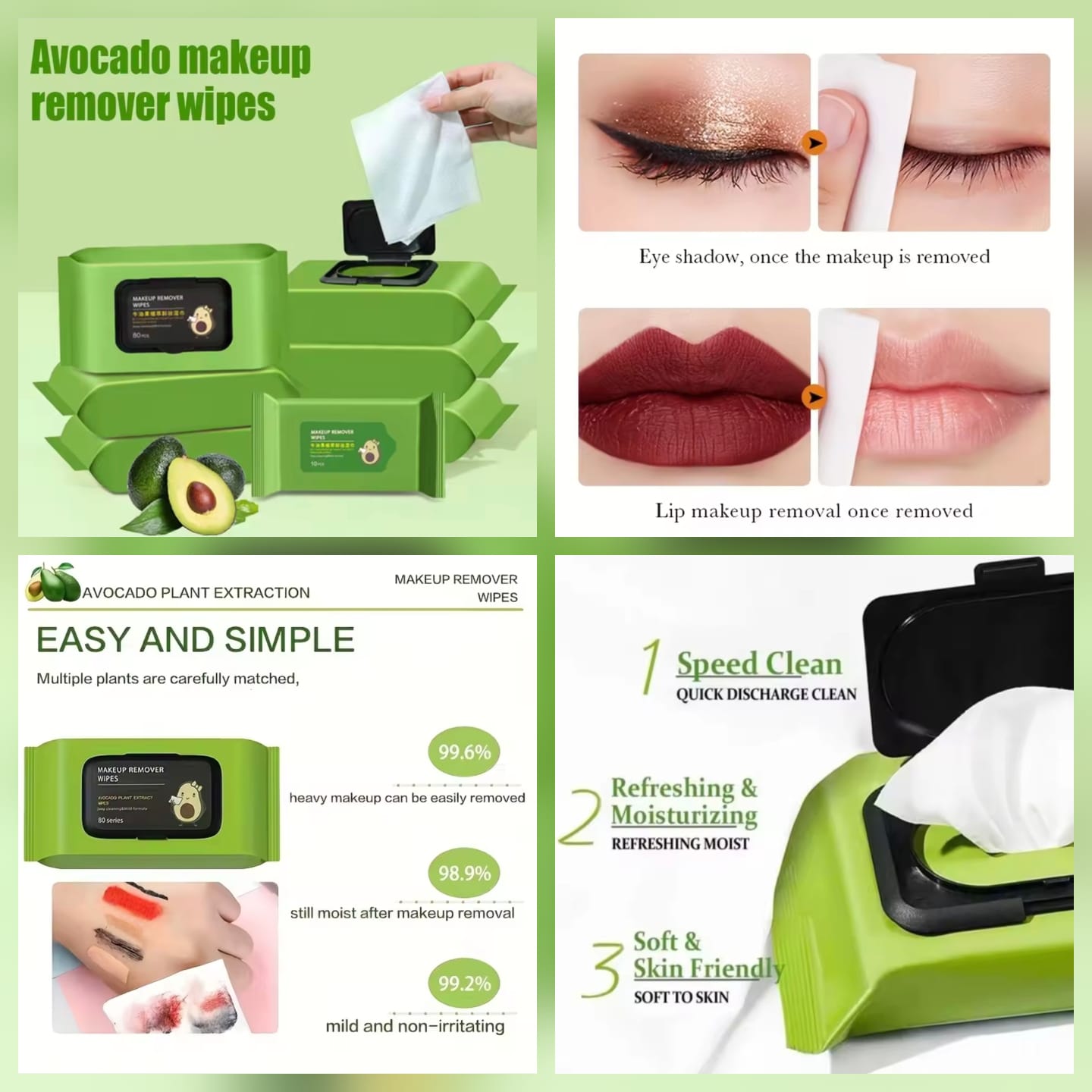 Avocado Makeup Remover Wipes (80pcs)