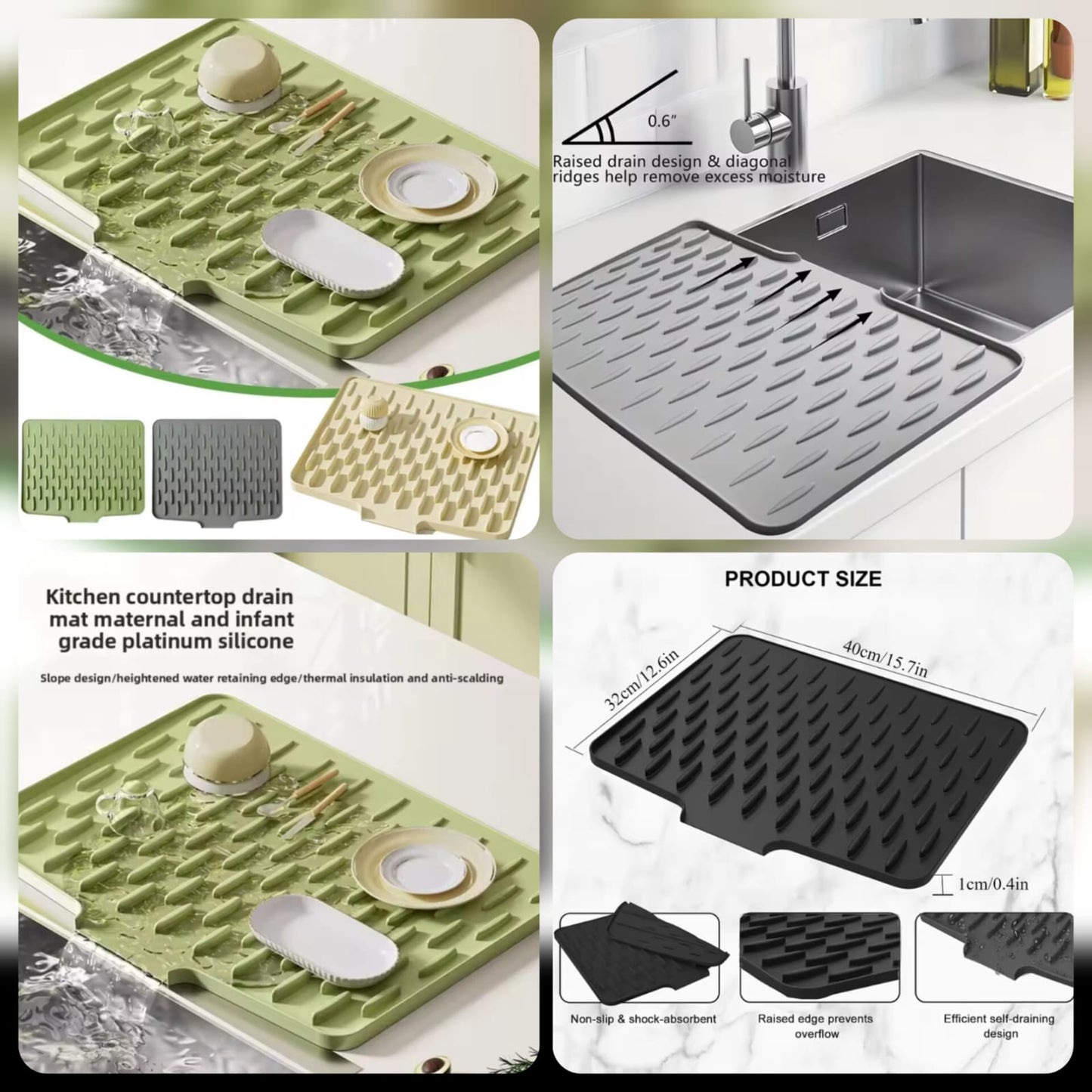 Silicone Anti Slip Kitchen Drain Matt