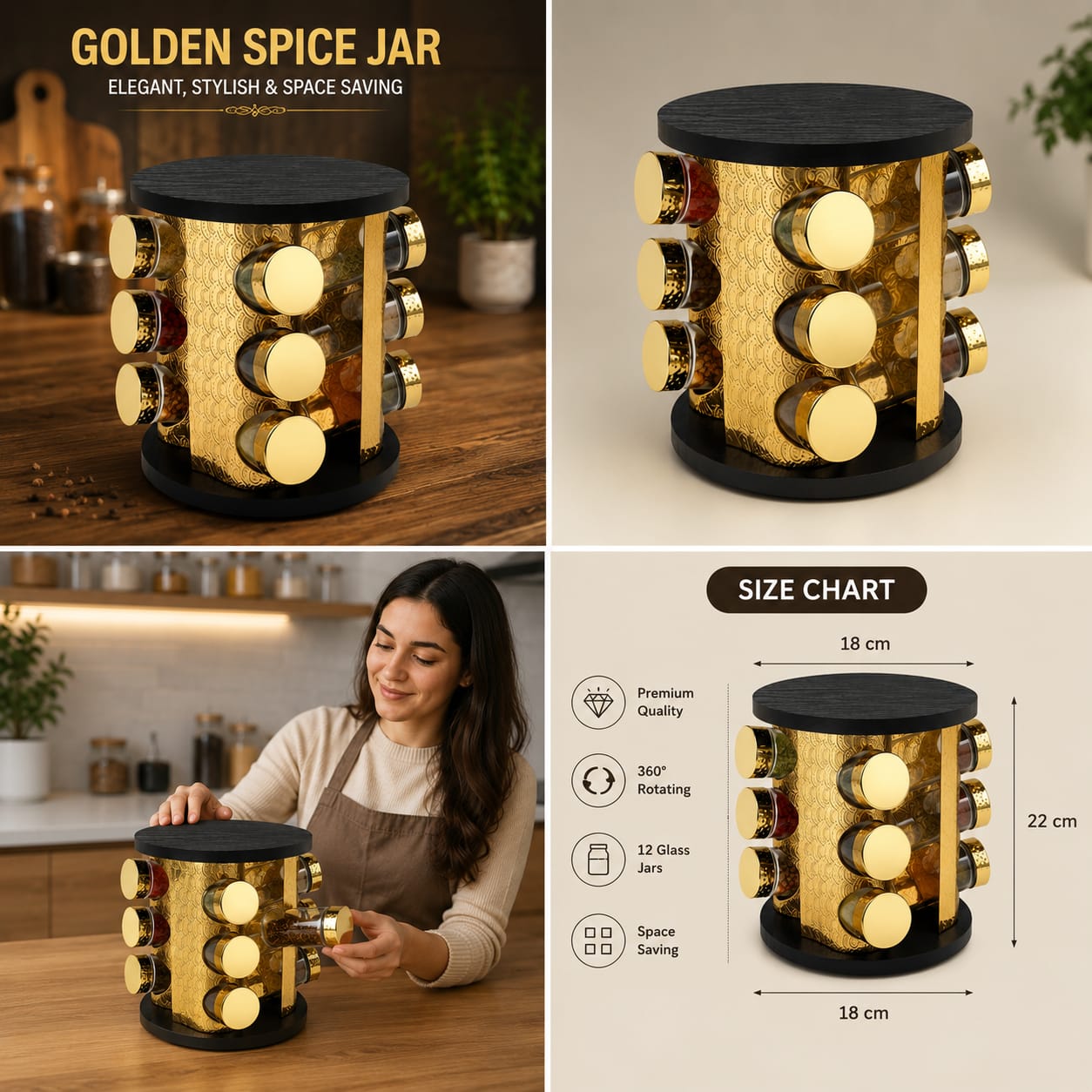 Golden Spice Jar Set